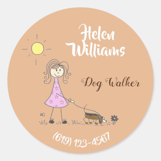Personalized dog walker business stickers (Front)
