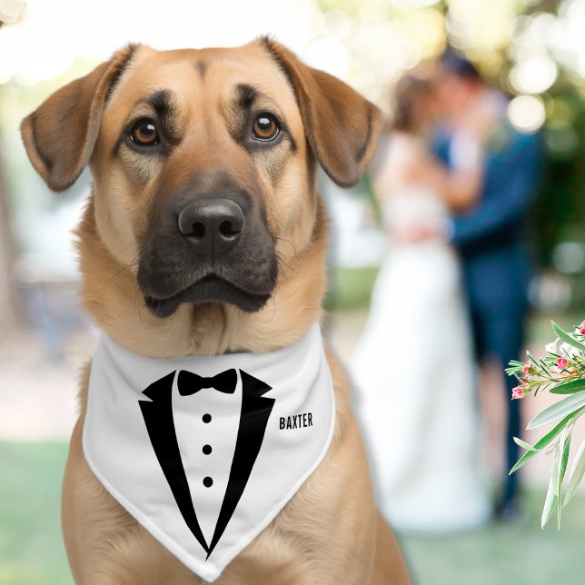 Personalized Dog Wedding Classic White Tuxedo Pet Bandana Collar (Creator Uploaded)