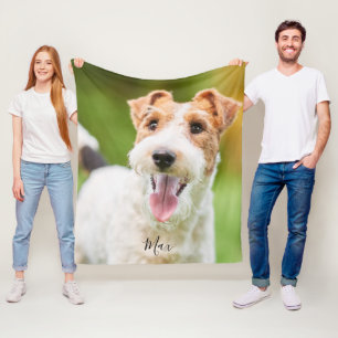 Personalized Dog Wire Fox Terrier Photo Fleece Blanket