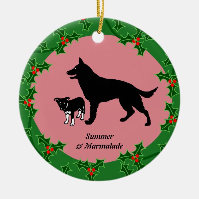 Personalized dog xmas ceramic ornament (Front)
