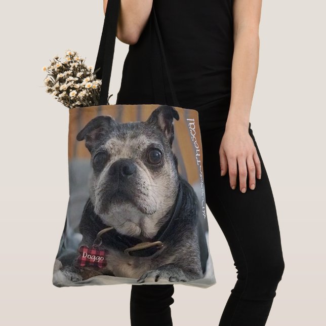 Personalized Doggy Tote With Pet Photo 🐶🖼️ Bag (Close Up)