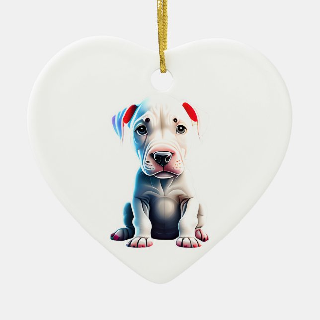 Personalized Dogo Argentino Puppy Ceramic Ornament (Front)