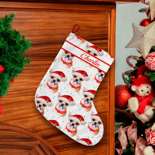 Personalized Dog's Name Chihuahua With Collar Large Christmas Stocking