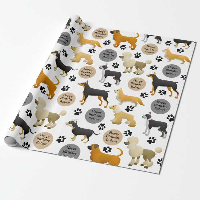 Personalized Dogs Wrapping Paper (Unrolled)