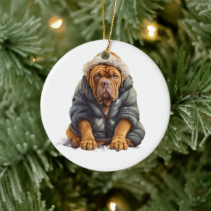 Personalized Dogue de Bordeaux Dog Ceramic Ornament