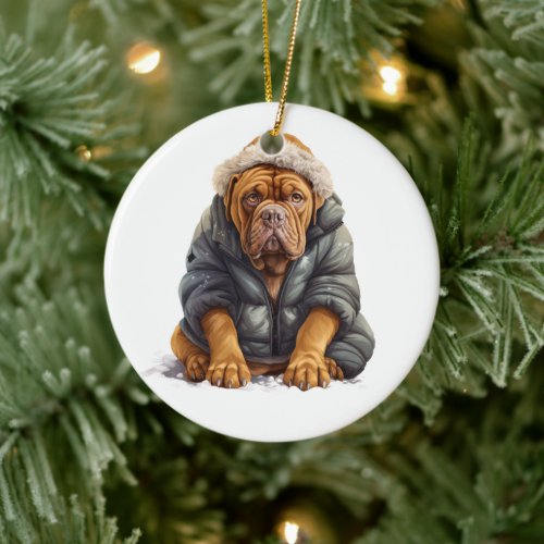 Personalized Dogue de Bordeaux Dog Ceramic Ornament