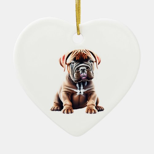 Personalized Dogue de Bordeaux Puppy Ceramic Ornament