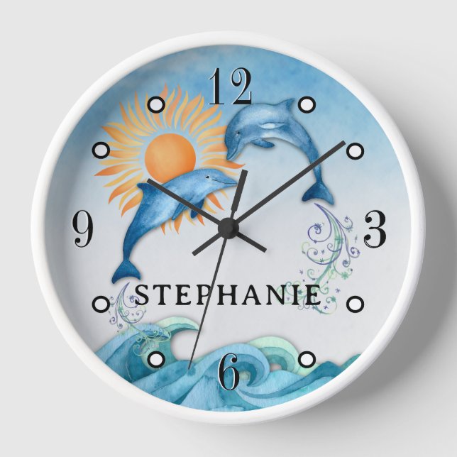 Personalized Dolphin Wall Clock (Front)