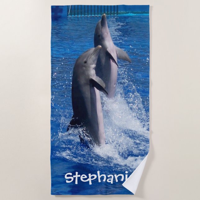 Personalized Dolphins Beach Towel (Front)