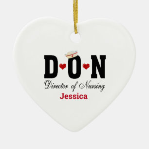 Personalized DON Nurse Christmas Ceramic Ornament