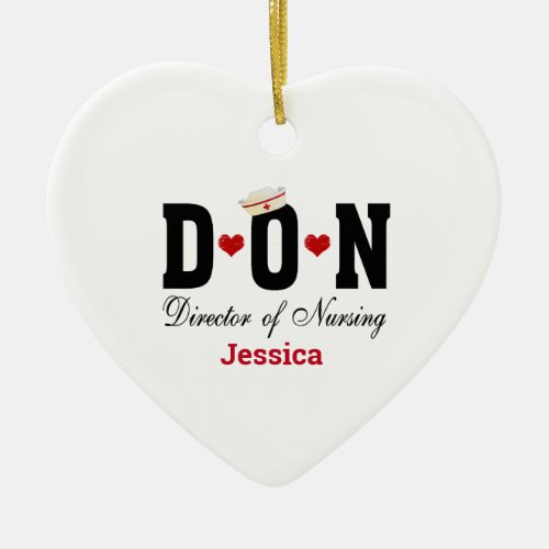 Personalized DON Nurse Christmas Ceramic Ornament