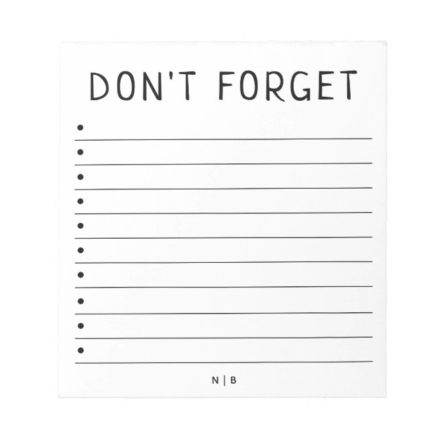 Personalized Don't Forget | To Do List Notepad (Front)
