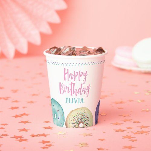 Personalized Donut Dessert Theme Birthday Party Paper Cups