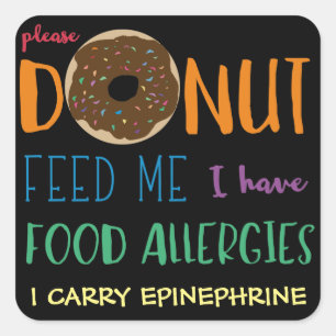 Personalized Donut Feed Me Kids Food Allergies Square Sticker