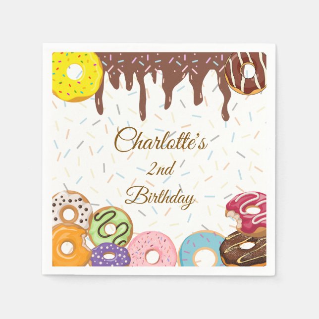 Personalized Donut Party Napkins (Front)
