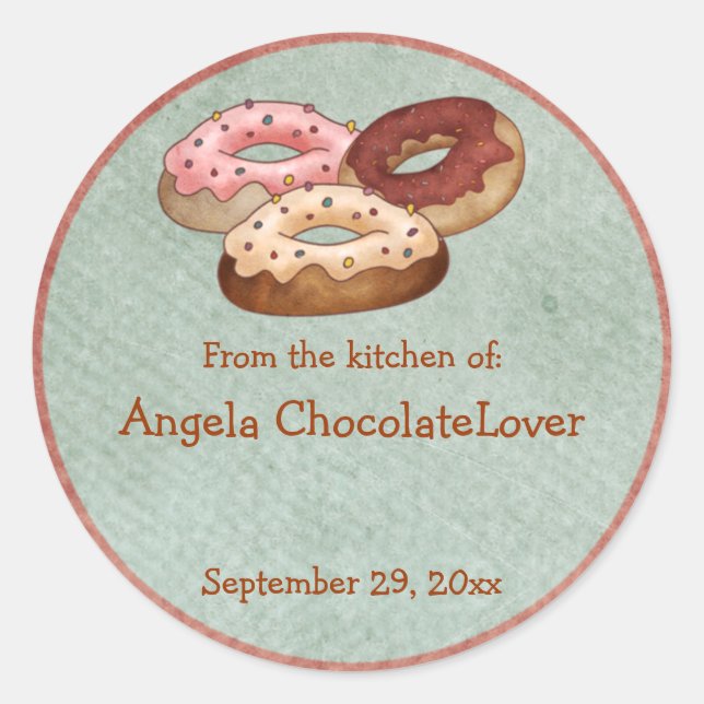 Personalized Donut Recipe Stickers (Front)