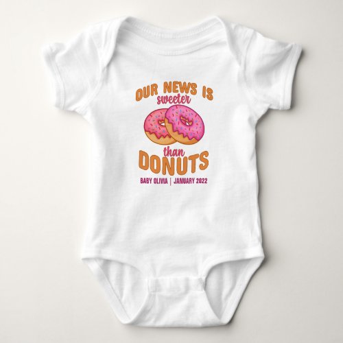 Personalized Donuts Baby Announcement Baby Bodysuit