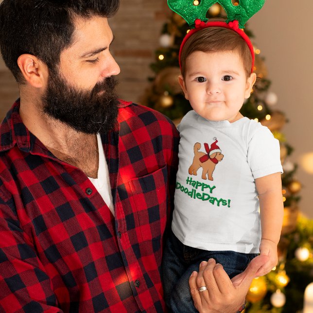 Personalized Doodle Dog Christmas Holiday  Baby Bodysuit (Personalize with your own message or name.)