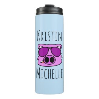 Personalized Doodle Face Pig Thermal Tumbler