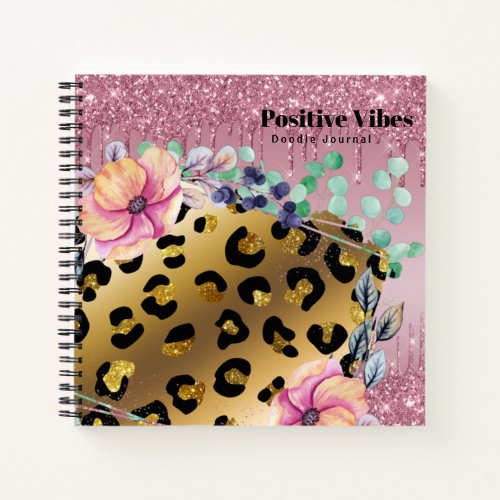 Personalized DOODLE Journal Pretty girly Glitter