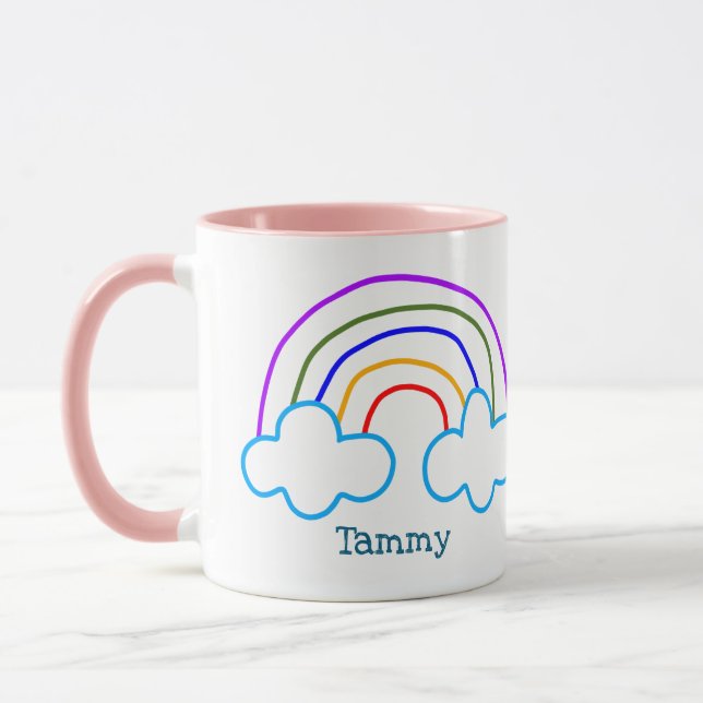 Personalized doodle rainbow  mug (Left)