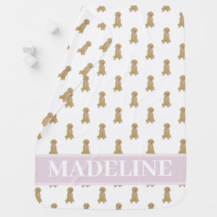 Personalized Doodle (Red Apricot Golden) Pink Baby Blanket