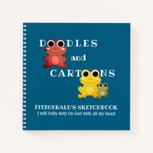 Personalized DOODLES AND CARTOONS Frogs Sketchbook Notebook