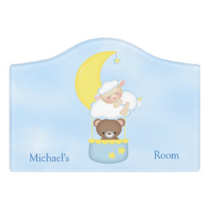 Personalized Door Sign Baby Lamb Teddy Bear