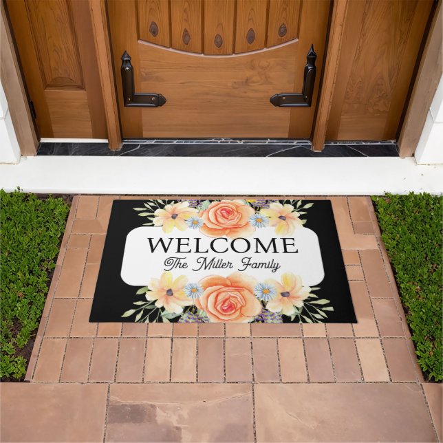 Personalized doormat floral personalized (Outdoor)