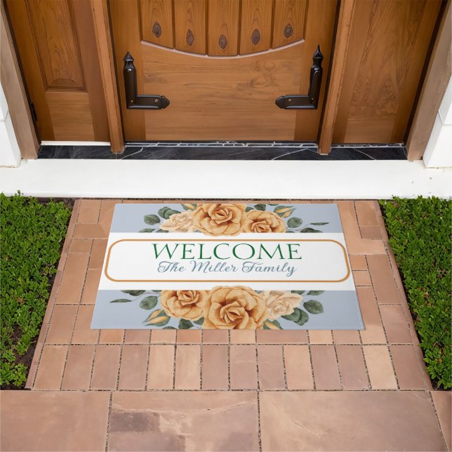 Personalized doormat floral personalized (Outdoor)