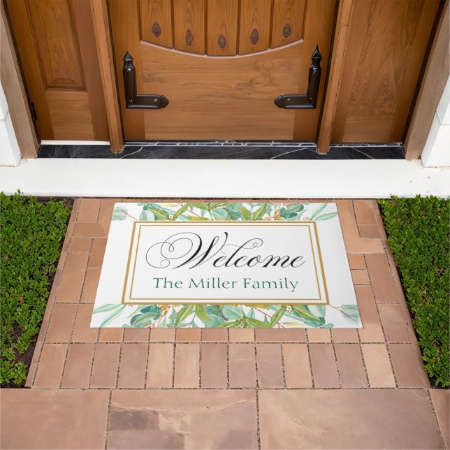 Personalized doormat floral personalized (Outdoor)