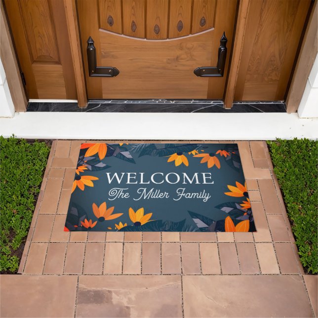 Personalized doormat floral personalized (Outdoor)