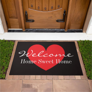 Personalized doormat with big red love heart