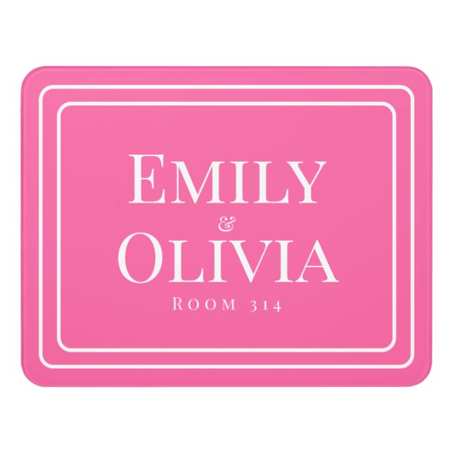 Personalized Dorm Roommate Door Sign with Room (Contemporary Front)