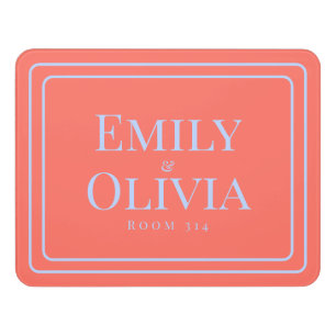 Personalized Dorm Roommate Door Sign with Room