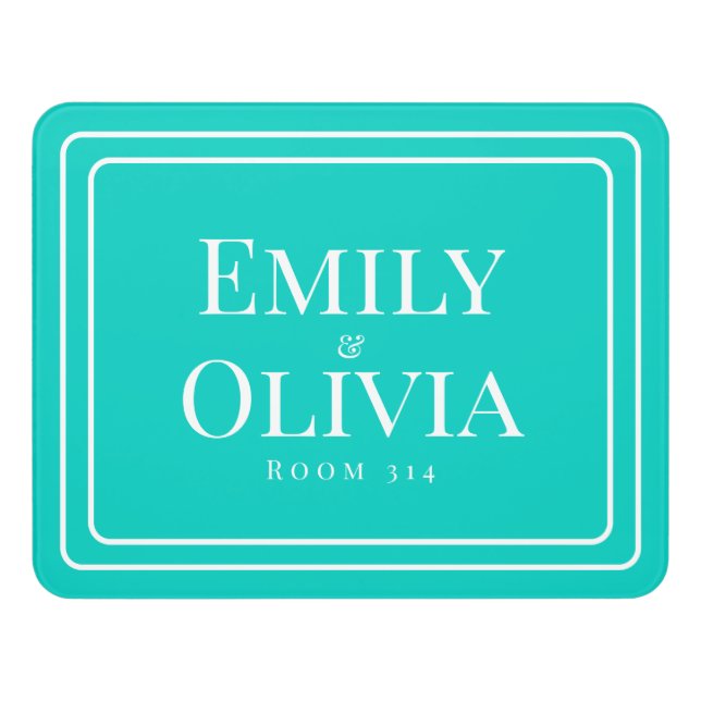 Personalized Dorm Roommate Door Sign with Room (Contemporary Front)