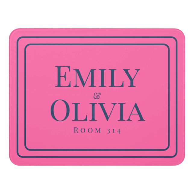 Personalized Dorm Roommate Door Sign with Room (Contemporary Front)