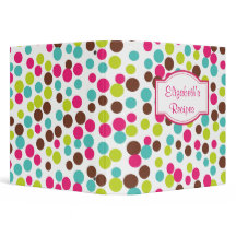 Personalized Dots Recipe Organizer Binder Gift