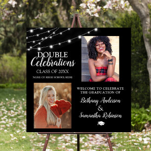 Personalized Double 2 Photo Graduation Welcome Foam Board