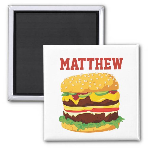Personalized Double Cheeseburger Fridge Magnet