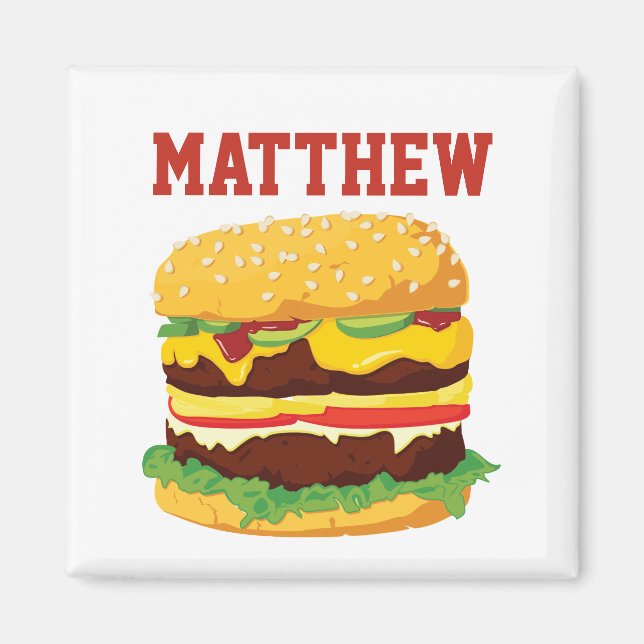 Personalized Double Cheeseburger Fridge Magnet (Front)