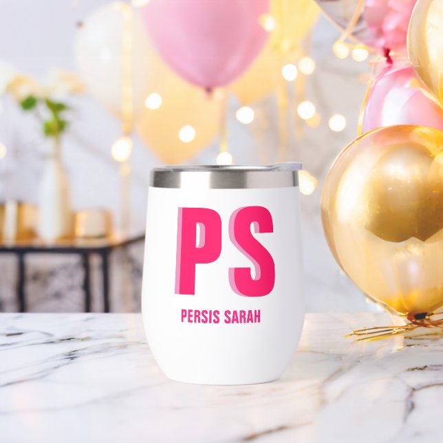 Personalized Double Shadow Monogram Initial Name Thermal Wine Tumbler (Bachelor Party)