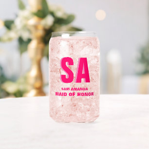 Personalized Double Shadow Monogram Maid Of Honor Can Glass