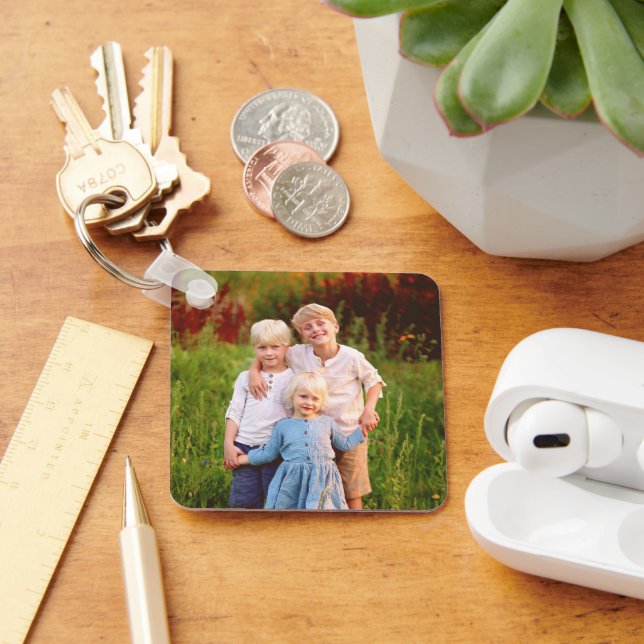 Personalized Double Sided 2 Photo of Kids Family Keychain (Desk)