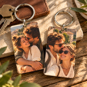 Personalized Double Sided Couple Photo Keychain