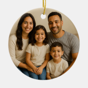 Personalized Double-Sided Family Photo Christmas Ceramic Ornament