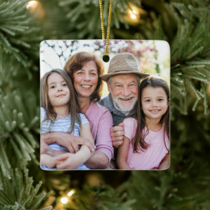 Personalized Double Sided Family Photo Christmas Ceramic Ornament
