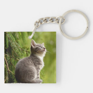 Personalized Double Sided Kitty Cat Pet Keychain