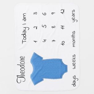 Personalized double sided milestone baby age blanket