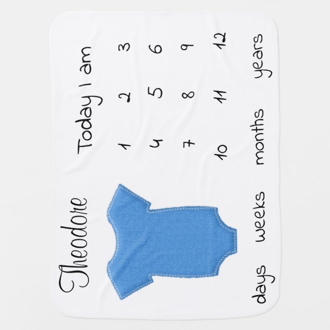 Personalized double sided milestone baby age blanket (Front)